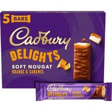Cadbury Delight Orange and Caramel 5pack  HEAT SENSITIVE ITEM. PLEASE ADD ITEM 122942 TO THE ORDER TO TRY TO PROTECT CHOCOLATES FROM HEAT DAMAGE. (CASE OF 9 x 110g)