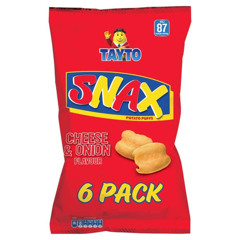 Tayto Snax Cheese and Onion 6pk (CASE OF 12 x 102g)
