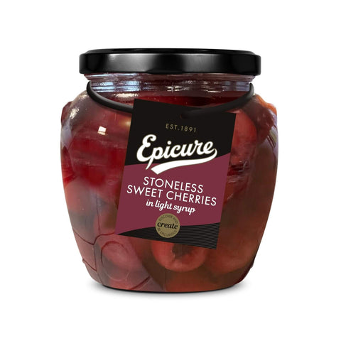 Epicure Stoneless Sweet Cherries In Syrup Jar (CASE OF 6 x 550g)
