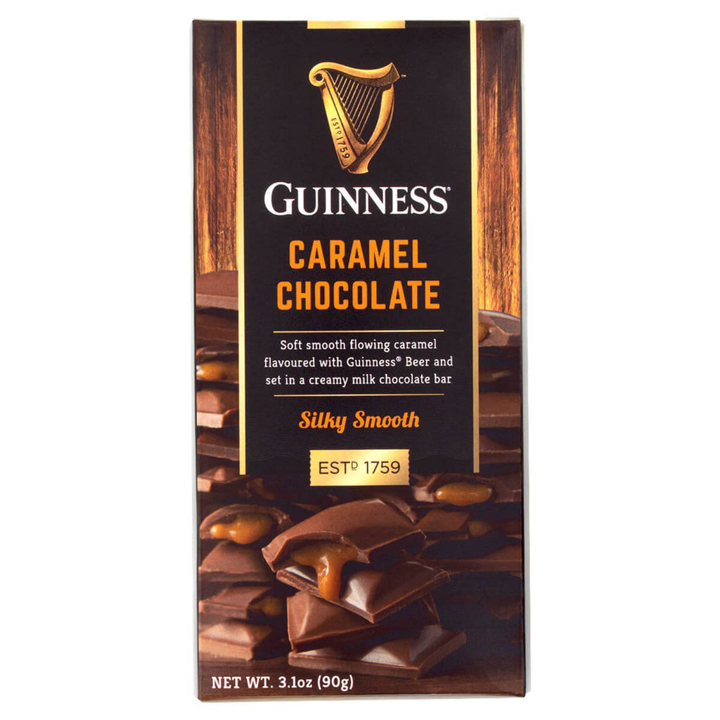 Guinness Caramel Chocolate Bar  HEAT SENSITIVE ITEM. PLEASE ADD ITEM 122942 TO THE ORDER TO TRY TO PROTECT CHOCOLATES FROM HEAT DAMAGE. (CASE OF 15 x 90g)