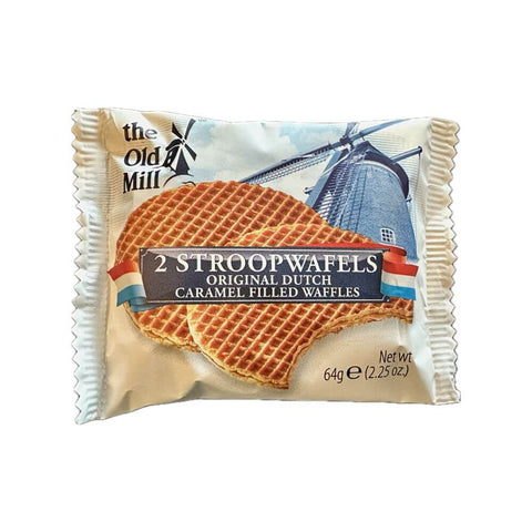 The Old Mill Stroopwafels in Flowpack Caramel Filled 2 Pack (CASE OF 18 x 64g)