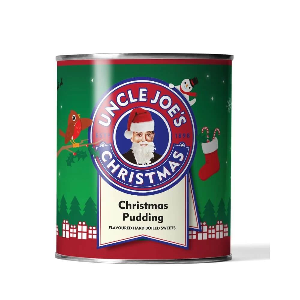 Uncle Joe Hard Sweets Christmas Pudding Flavour Tin (CASE OF 6 x 120g)