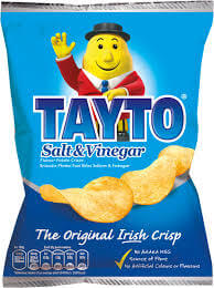 Tayto Salt and Vinegar Potato Crisps (CASE OF 50 x 35g)