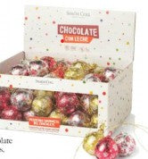 Simon Coll Hollow Milk Chocolate Hanging Ornaments Assorted Holiday Colors (CASE OF 60 x 12g)