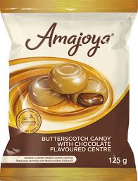 Amajoya Hard Candy Butterscotch with Chocolate Flavoured Center (CASE OF 24 x 125g)