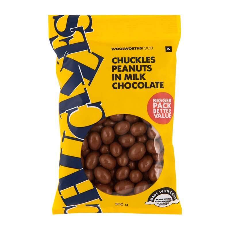 Woolworths Chuckles Peanuts Covered in Milk Chocolate (CASE OF 1 x 300g)