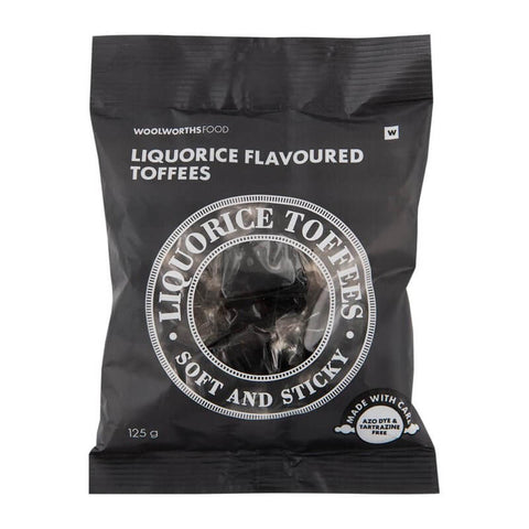 Woolworths Liquorice Flavoured Toffees (CASE OF 1 x 125g)
