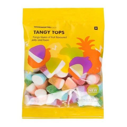 Woolworths Tangy Tops Jelly Faom Gummies (CASE OF 1 x 125g)