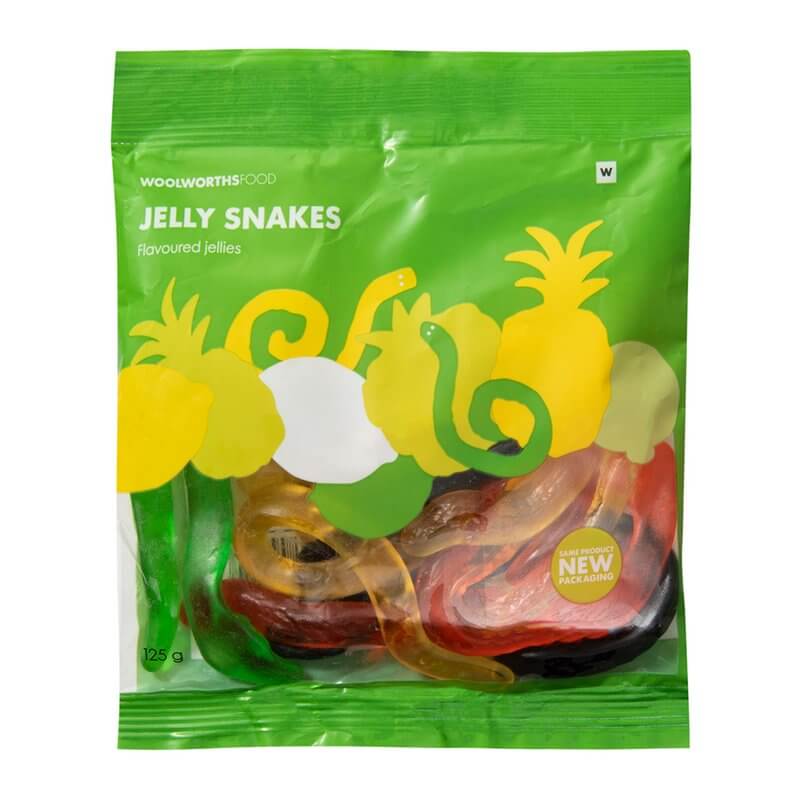 Woolworths Flavoured Jelly Snakes Gummies (CASE OF 1 x 125g)