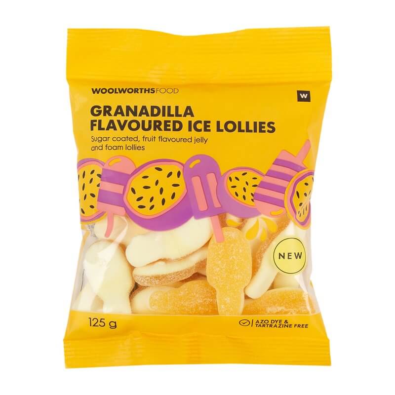 Woolworths Granadilla Flavoured Jelly and Foam Lollies (CASE OF 1 x 125g)