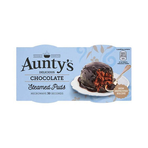 Auntys Steamed Chocolate Puddings (Pack of Two) (CASE OF 6 x 190g)
