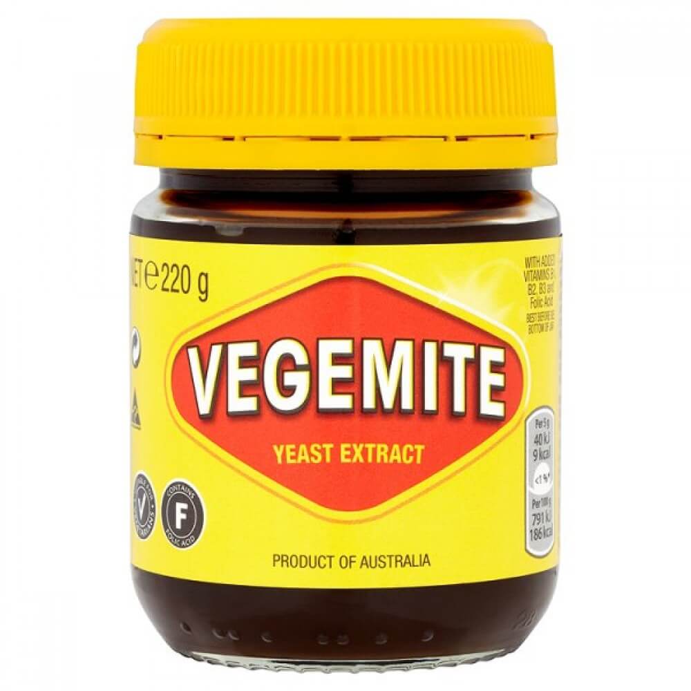 Kraft Vegemite Yeast Extract with Added Vitamins B1, B2, B3 and Folic Acid (CASE OF 12 x 220g)