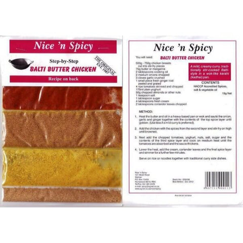 Nice n Spicy Balti Butter Chicken Curry Spice Mix (CASE OF 25 x 15g)