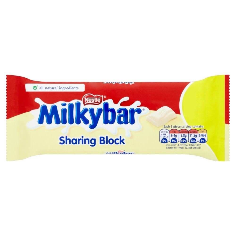Nestle Milkybar Large Bar (HEAT SENSITIVE ITEM - PLEASE ADD A THERMAL BOX TO YOUR ORDER TO PROTECT YOUR ITEMS (CASE OF 14 x 90g)