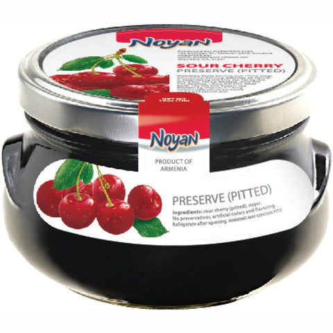 Noyan Sour Cherry (Pitted) Preserve, All Natural Ingredients and No Preservatives (CASE OF 16 x 450g)