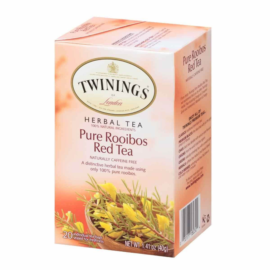 Twinings of London Rooibos Red Tea Naturally Caffeine Free (One Box of 20 Tea Bags) (CASE OF 6 x 40g)
