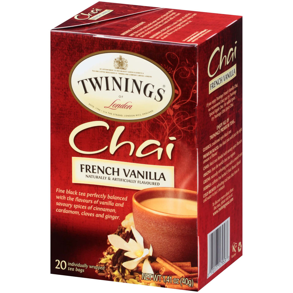 Twinings of London Chai Tea French Vanilla (Pack of 20 Tea Bags) (CASE OF 6 x 40g)