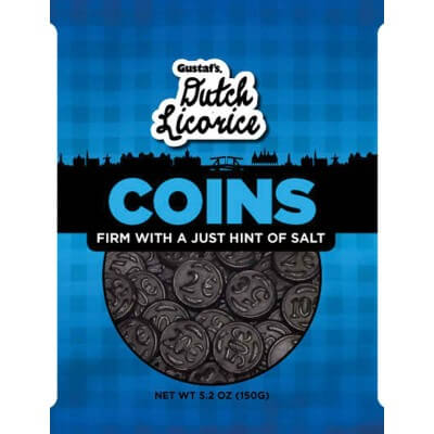 Gustafs Licorice Coins, Firm With Just A Hint Of Salt (CASE OF 12 x 150g)