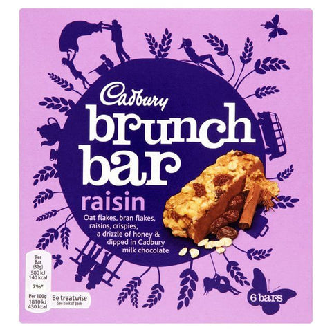 Cadbury Brunch Bar Raisin (Pack Of 5 Bars) (CASE OF 8 x 160g)