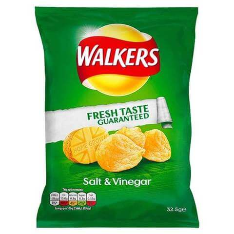 Walkers Crisps Salt and Vinegar Flavour (CASE OF 32 x 32.5g)