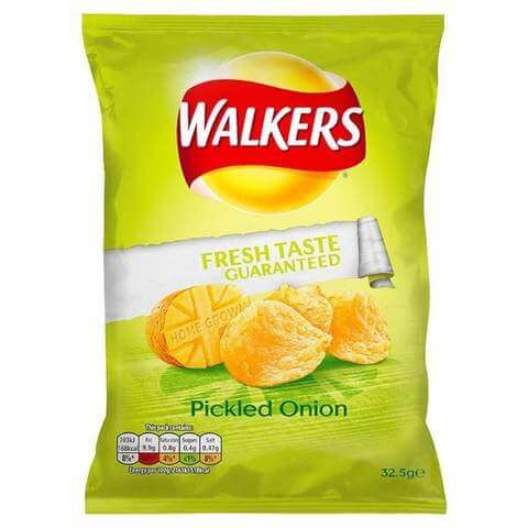 Walkers Crisps Pickled Onion Flavour (CASE OF 32 x 32.5g)