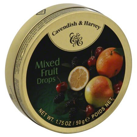 Cavendish and Harvey Small Mixed Fruit Drops Tin (CASE OF 7 x 50g)
