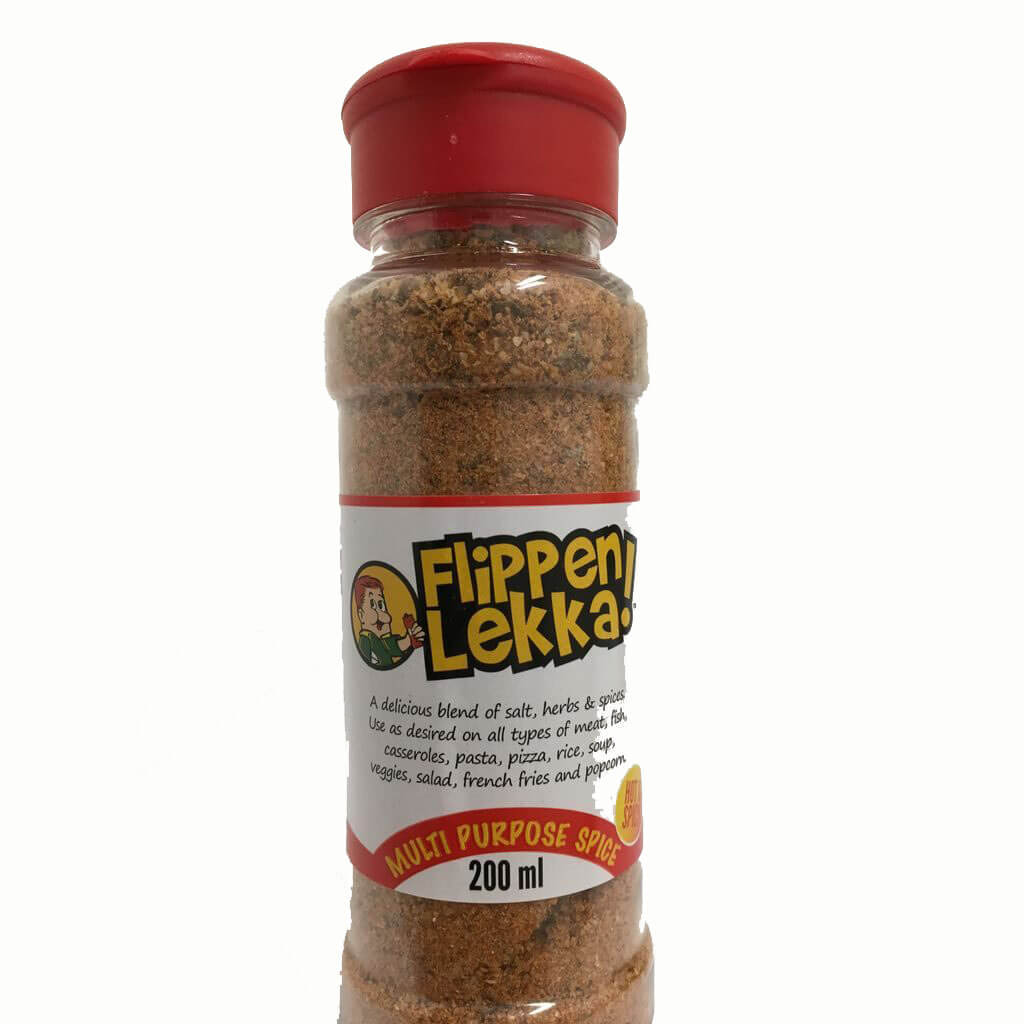Flippen Lekka Spice Hot And Spicy Multi-Purpose Spice Large Cannister (CASE OF 12 x 200ml)