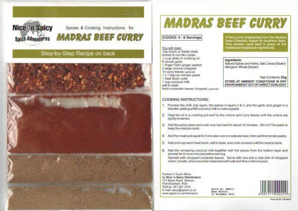 Nice n Spicy - Madras Beef Curry Spice Mix (CASE OF 25 x 10g)