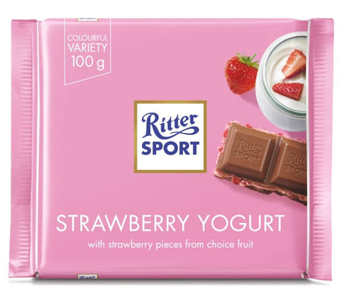 Ritter Sport Milk Chocolate with Strawberry Creme (CASE OF 12 x 100g)