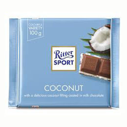 Ritter Sport Milk Chocolate with Coconut (CASE OF 24 x 100g)