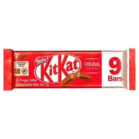 Nestle Kitkat 2 Finger Milk (9 Pack) (CASE OF 26 x 186.3g)