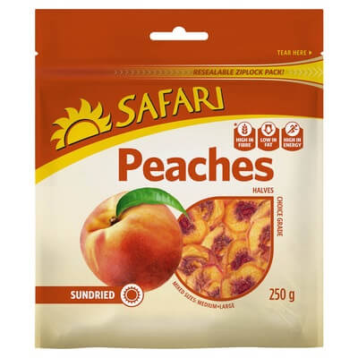 Safari Dried Fruit Cling Peaches (CASE OF 20 x 250g)